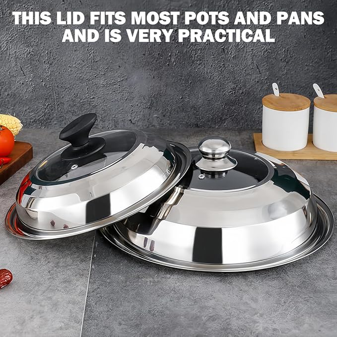 14 Inch Tempered Glass Frying Pan Lids with Handle Cooking Replacement Cover Fry Pan Lid Skillet Lid for Skillets, Round Cast Iron, Cast Aluminium, Stainless Steel Pans（36cm）