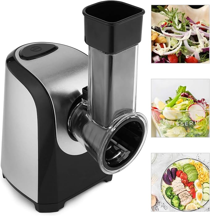 Electric Vegetable Graters Professional Salad Maker, Electric Slicer Shredder Graters for Kitchen, Gratersr/Chopper/Salad,Electric Salad machine for Vegetables Carrot Cheese Black
