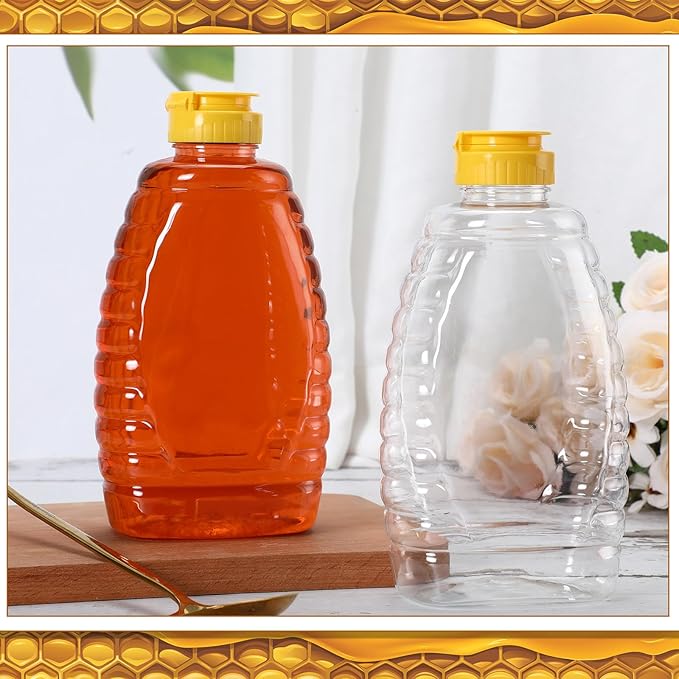 Layhit 20 Pieces 32 oz Plastic Honey Jars Clear Plastic Honey Bottles with Lids Container Dispenser with Flip Lid Empty Squeeze Bottle for Easy Storing and Dispensing(Classic)