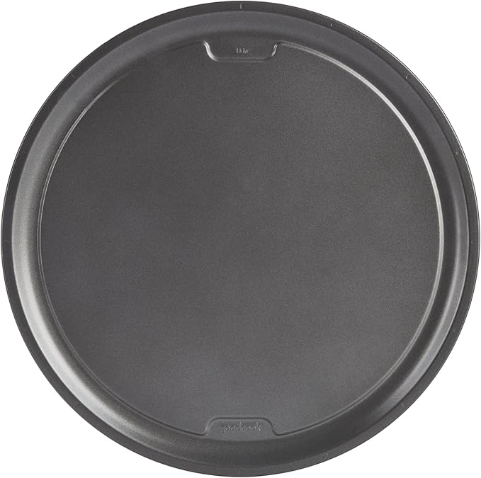 GoodCook PRO Pizza Pan Nonstick Warp & Scratch-Resistant Dishwasher-Safe Carbon Steel Construction for Even Baking Oven Safe to 480°F, 16-Inch, Gray