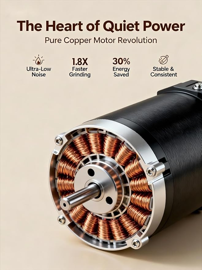 LAMIDO Portable Electric Burr Coffee Grinder - Grind While Charging - Visual Bean Hopper - 38 External Grind Settings - 1.8X Faster Grinding - 2000 mAh Battery for Travel, Camping - Light Beige