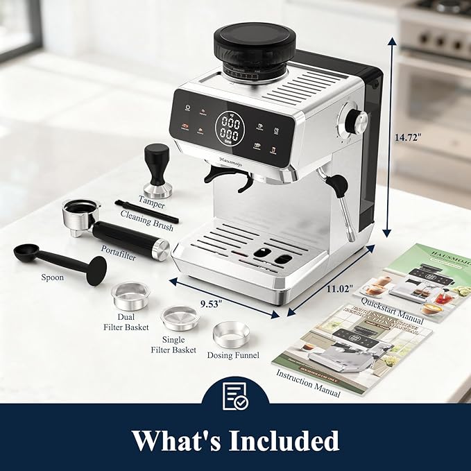 CM1620 Espresso Machine with Built-in Burr Grinder, 20 Bar Bean-to-Cup Espresso Maker with 44 Grind Settings & Steam Wand, Touchscreen Coffee Machine for Latte, Cappuccino & Iced Coffee