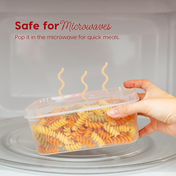 IRIS USA 44 PC Plastic Food Storage Containers With Lids | 22 Meal Prep Containers & 22 Lids| Leftovers Office Lunch Snack Fruit, Microwave Dishwasher Freezer Safe, BPA Free, Clear/Red