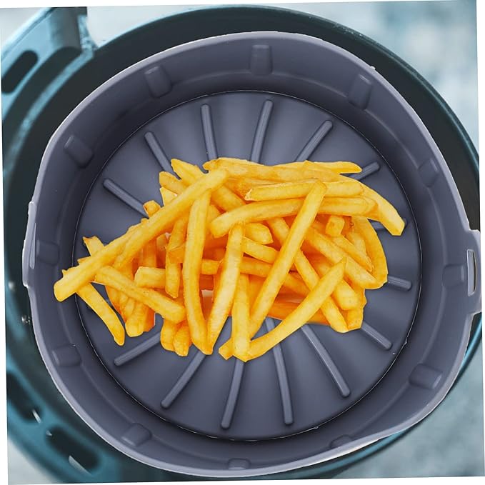 Air Fryer Accessory Oven Liner for Bottom of Oven Silicone Pad Handle for Basket Air Fryer Non-stick Reusable Heat-resistant Grey