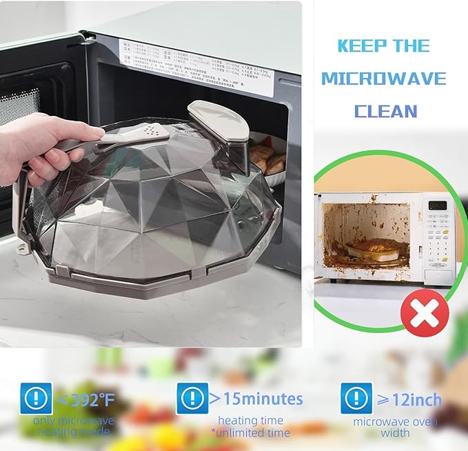[New Upgraded] Microwave Splatter Cover for Food, Microwae Plate Cover Lid with Water Steamer, 10 Inch Clear microwave splatter cover with steamer, accessories＆gadgets for cookware