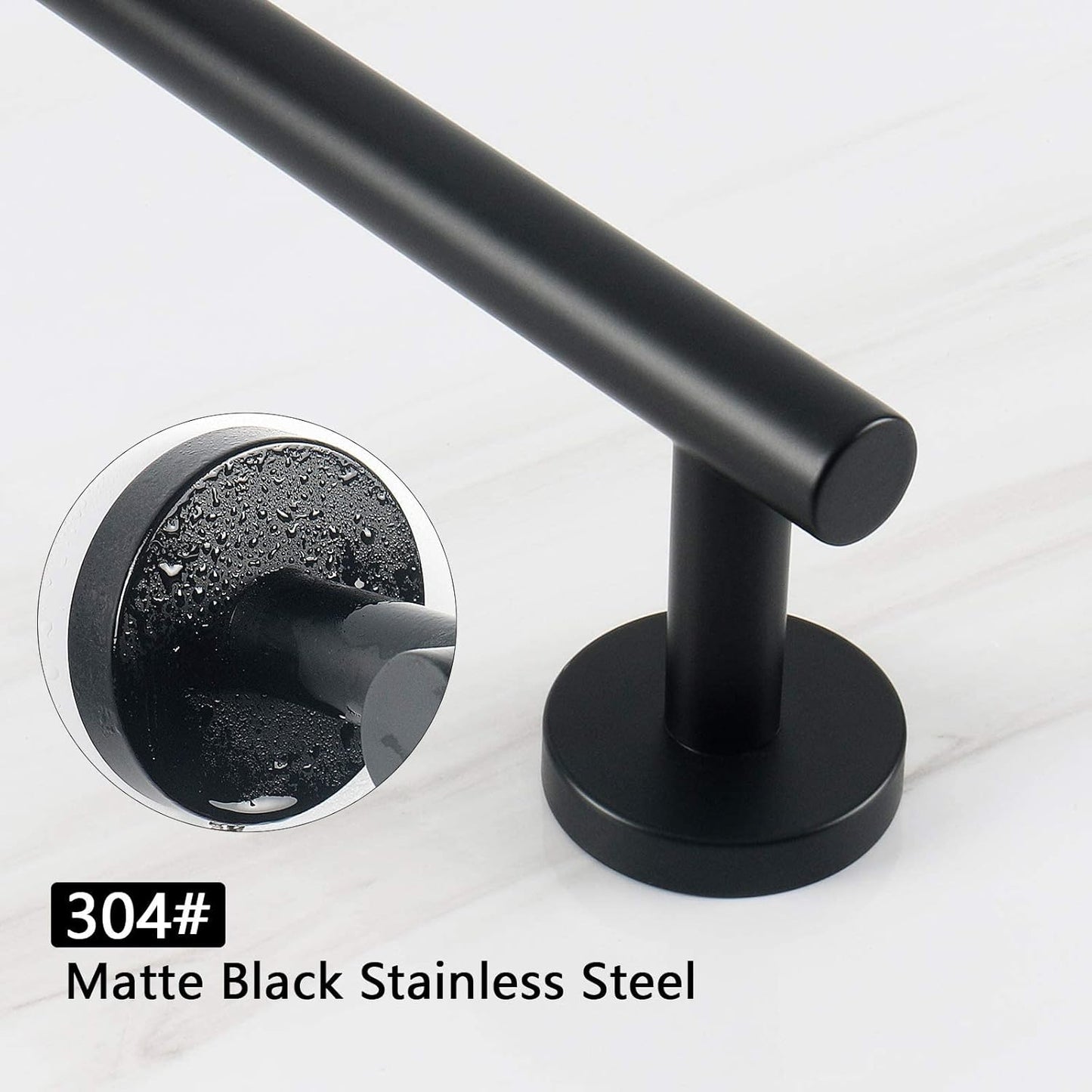 NearMoon Bath Towel Bar, Bath Accessories Thicken Stainless Steel Shower Towel Rack for Bathroom, Towel Holder Wall Mounted (1 Pack, Matte Black, 18 Inch)