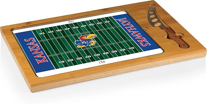 PICNIC TIME NCAA Icon Glass Top Cutting Board & Knife Set, Cheese Boards Charcuterie Boards, Serving Platter, (Parawood & Bamboo)