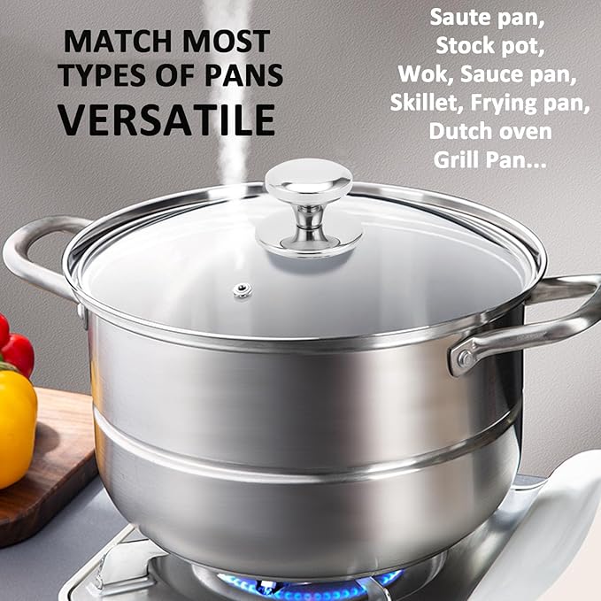 Glass Lid for Pots and Pans, 2 pcs Lids Set Cookware Cover Replacement 20 cm and 26 cm (8 In + 10.25 In)