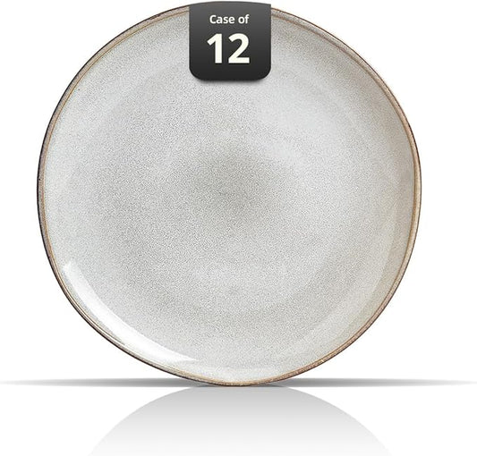 Organic Shape Restaurant Dinner Plates 11.65 ", Commerical Grade Catering Stoneware Plates in Ir-regular Organic Shape, Chip & Scratch Resistant, Glossy Reactive Glaze Grey, Case of 12