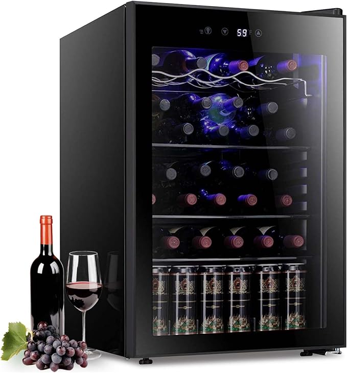 Antarctic Star 36 Bottle Wine Cooler Beverage Refrigerator Small Mini Wine Cellar Beer Soda Bar Fridge Quiet Operation Compressor Adjust Temperature Freestanding Black, 4.4 Cu. Ft