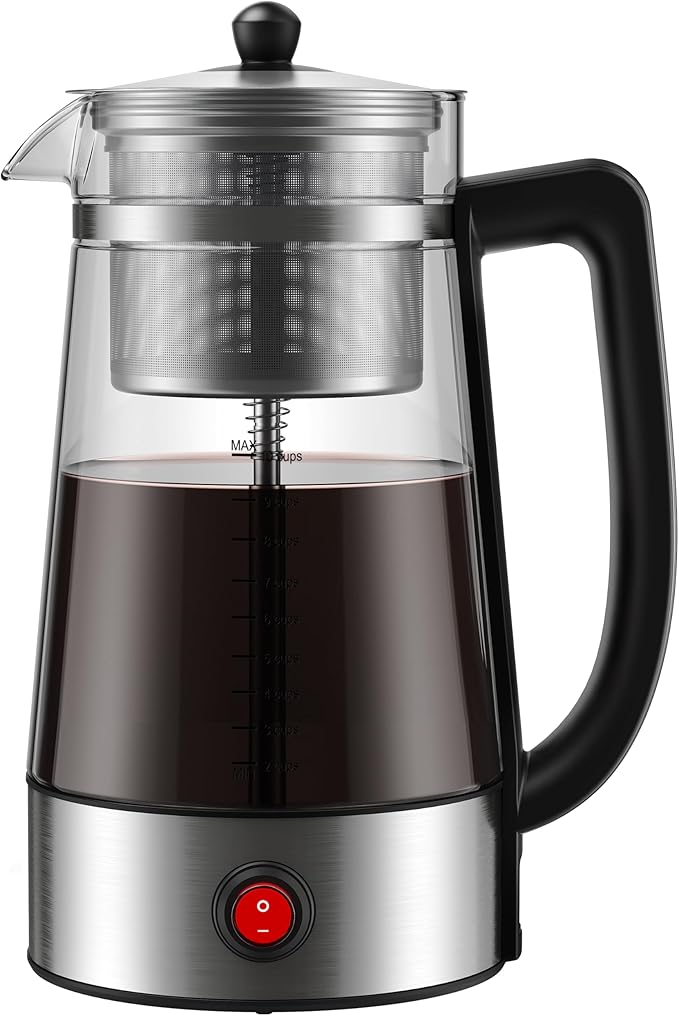 KIDISLE Percolator Coffee Pot, 10-Cup Electric Percolator Coffee Maker with Premium Stainless Steel Filter & Food-Grade Borosilicate Glass, Auto Keep Warm, No-Drip Spout, Stay-Cool Handle