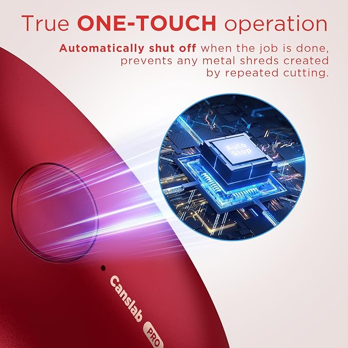 Canslab Ultrablade PRO Auto Stop Can Opener - Rechargeable Electric Can Opener for Kitchen for Seniors with Arthritis- One touch Side Cut Can Opener, Smooth Edge, Handfree, Portable Small Size, Red