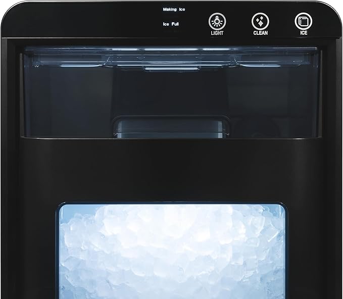 Nugget Ice Maker Countertop | 44 lbs/Day Pebble Ice Machine with Self-Cleaning | Soft Chewable Pebble & Sonic-Style Ice | Black Stainless Steel