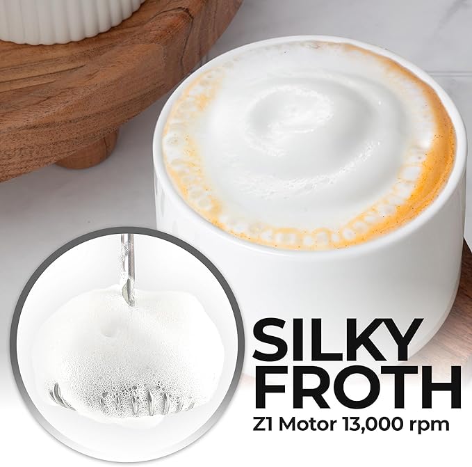 Zulay Kitchen Patented Tornado Triple Whisk Milk Frother with 4 Duracell Batteries – Handheld Foam Maker for Coffee, Lattes, Matcha & Hot Chocolate – Rich, Creamy Froth in Seconds - Sky Cloud