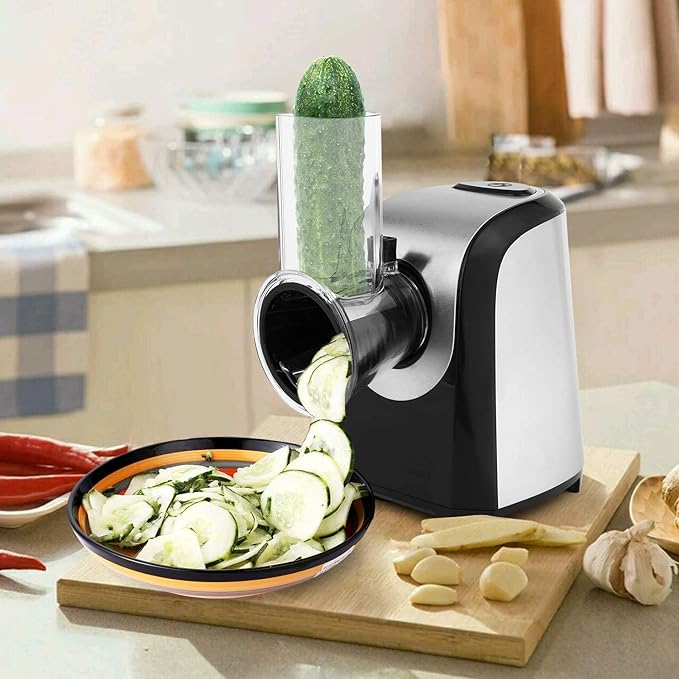 Electric Vegetable Graters Professional Salad Maker, Electric Slicer Shredder Graters for Kitchen, Gratersr/Chopper/Salad,Electric Salad machine for Vegetables Carrot Cheese Black