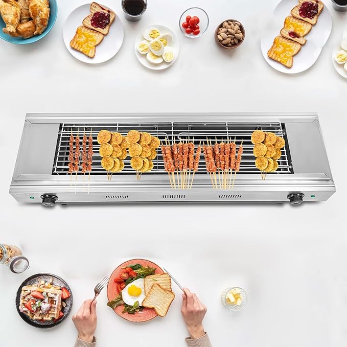 3000W Electric Griddle - Smokeless BBQ Grill with Temperature Control, Portable for Outdoor/Indoor Use (Silver, 31" Cooking Surface)