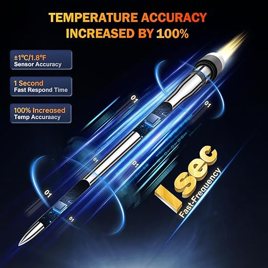 Meat Thermometer Wireless, 800FT Bluetooth Digital Thermometer with Smart APP, Temp Precise Improved by 100%, Instant Read Food Thermometer with Alerts for Oven Smoker BBQ Grill