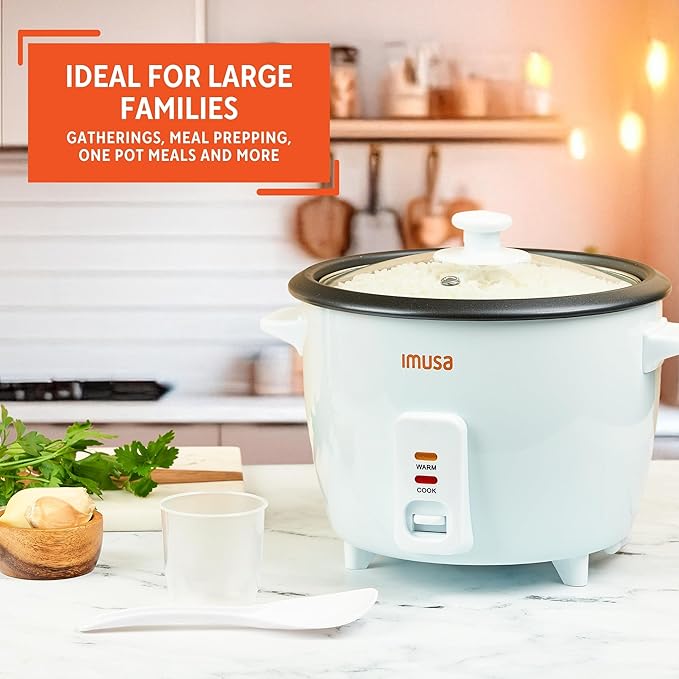 IMUSA Electric Rice Cooker 16 Cup Cooked 8 Cup Uncooked – Ceramic Nonstick Pot, Multi Cooker for Rice, Quinoa, Oatmeal, Stew – Keep Warm Function – Compact for Kitchen Dorm RV