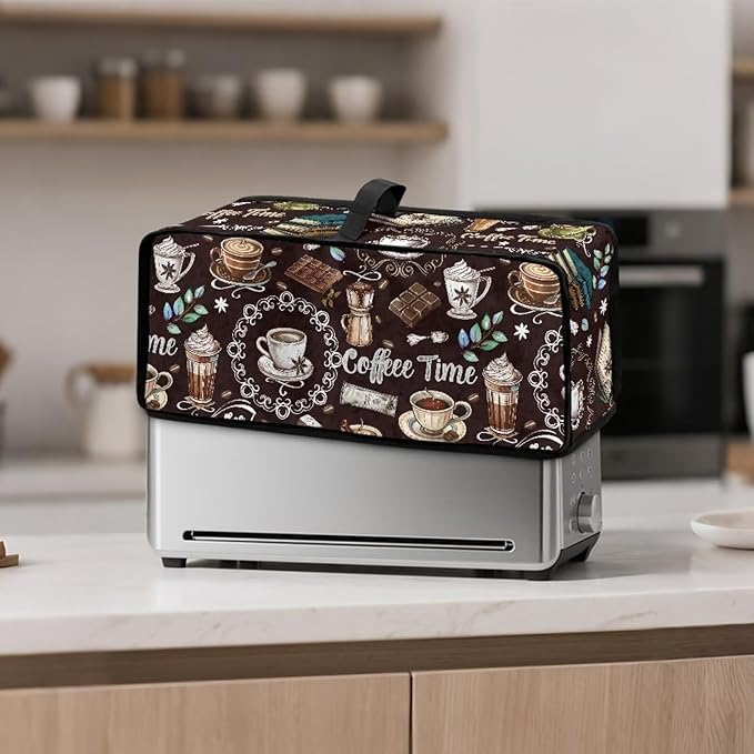 Coffee Toaster Cover 2 Slice Long Slot Toaster Covers 2 Slice, Easy to Fold and Carry Machine Washable Thin Small Appliance Covers for Kitchen