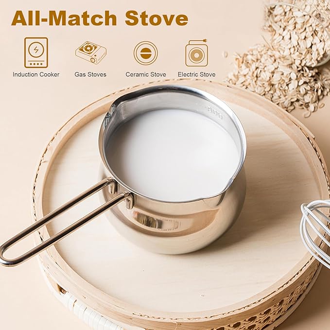 Butter Melting Pot, 28 OZ/800 ml Stainless Steel Small Pot, 304 Stainless Steel Butter Warmer Pan, Small Sauce Pan for Stove Top, Chocolate Melting, Coffee Tea Soup Warming