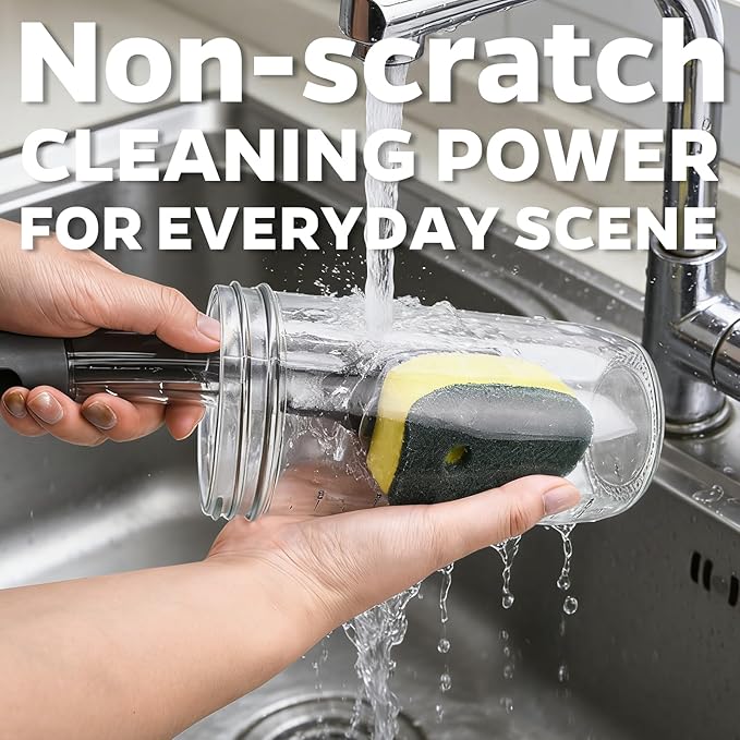 Sponge Dishwand Brush Refills for Scotch-Brite Dishwand - 10 Pack Dish Soap Non-Scratch Brush Refills for Nonstick Pots and Pans, Glass & Tubs（Green