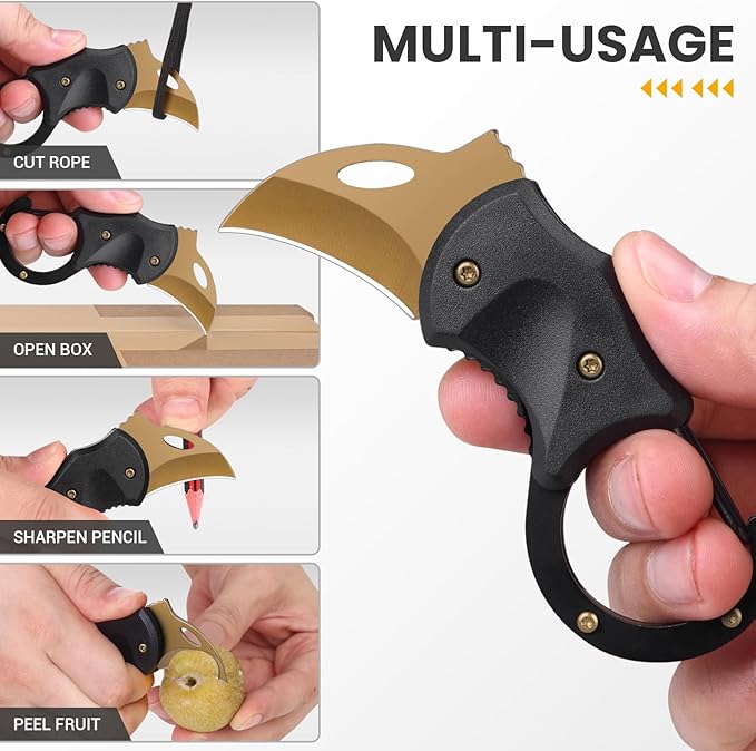 Small Pocket Knife for Men, Cool Folding Knife Box Cutter with 1.34inch Sharp Blade, EDC Knives Tool for Everyday Carry, Great Gift for Men (Gold)
