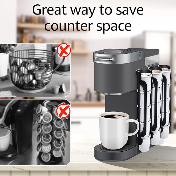 K Cup Holder for Keurig: Coffee Pod Holders for Counter Small Space - Kcup holders for Wall Mount (3, Gray)