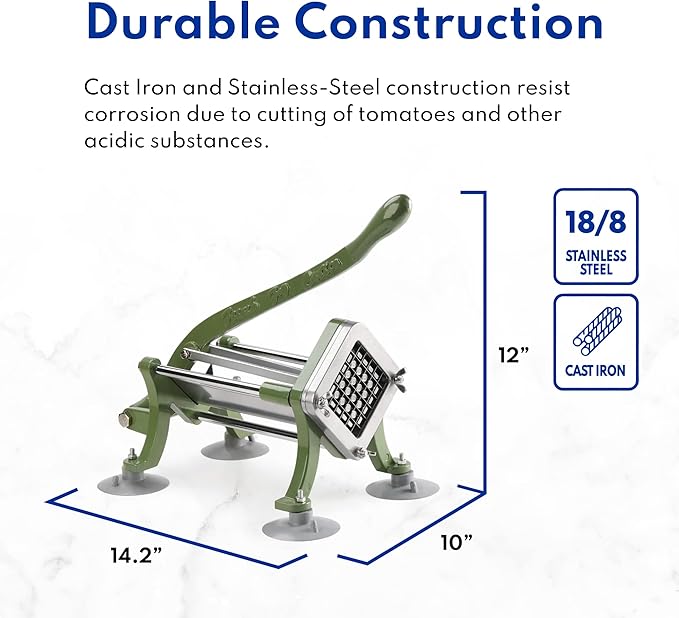 New Star Food Service 42313 Commercial Restaurant French Fry Cutter with Suction Feet, 1/2-Inch