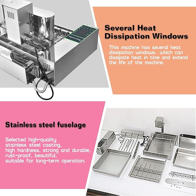 Kolice Commercial 2600pcs/hour Mini 6 Rows Donuts Machine, Doughnut Maker, Frying Donuts Maker, Mini Donut Maker, Street Food Snack Food Equipment