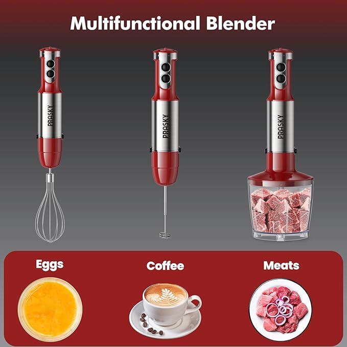 Immersion Blender Handheld 1200W, 20-speeds Immersion Hand Blenders, Hand Mixer with Mining Beaker,Chopper,Whisk, Frother, Stand and Stick Blender Suitable for Kitchen, Protein Shakes and Baby Food