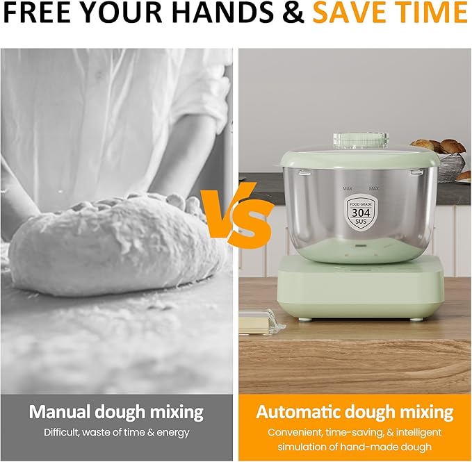 5.2QT Electric Dough Maker with Ferment Function & Weighing Function, Dough Mixer with Stainless Steel Bowl, Household Kitchen Flour Kneading Machine, Face-up Touch Panel, Microcomputer Timing