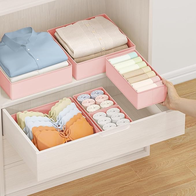 DIMJ Drawer Organizer Clothes 26 Pack - Foldable Baby Organizers and Storage Dresser Organizer for Bedroom, Closet Nursery Organization Dresser Dividers for underwear, Sock, Bra, Belt, Tie