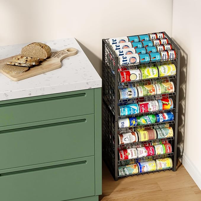 JKsmart 4-Tier Can Rack Organizer for Pantry, Adjustable Can Storage Holder for Various Ounces of Canned food Soda Drinks, Can Dispenser Holds Up to 48 Cans for Cupboard Cabinet