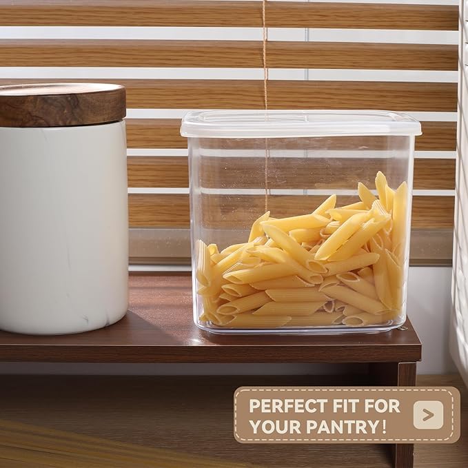 novelinks Clear Plastic Jars with Lids, Reusable Empty Rectangular Storage Containers for Household and Kitchen Organizing (9 Pack Medium)