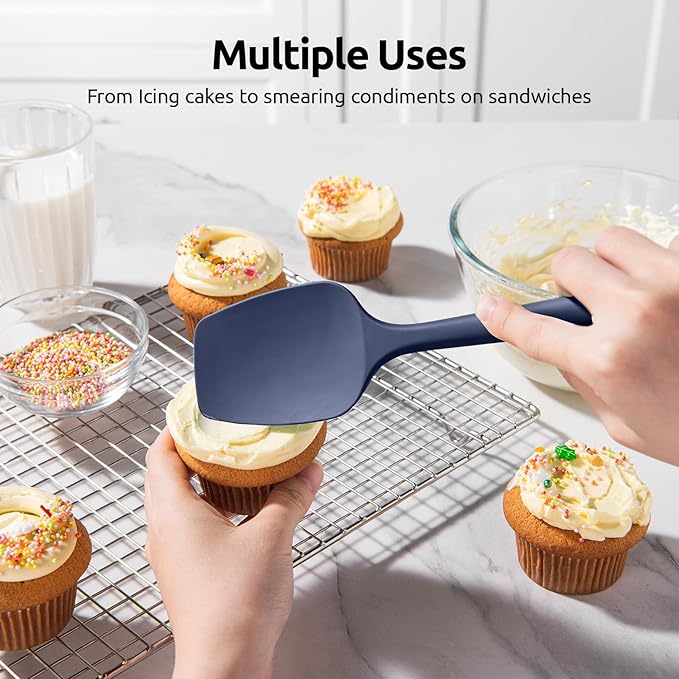 U-Taste Silicone Spoon Spatula Set, 600ºF High Heat Resistant Food Grade Flexible Rubber Scraper, Cooking Mixing Baking Kitchen Utensils Set of 3 (Multicolors)