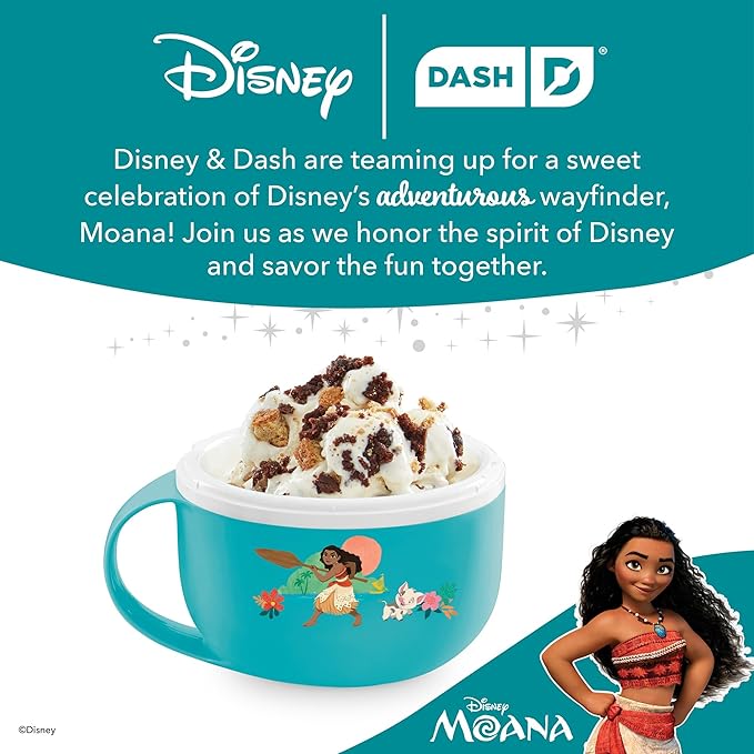 Disney Dash My Mug Ice Cream Maker - Makes Single Serving of Gelato, Frozen Yogurt, Sorbet & More - Easy to Clean & Use - Moana, 1 Bowl