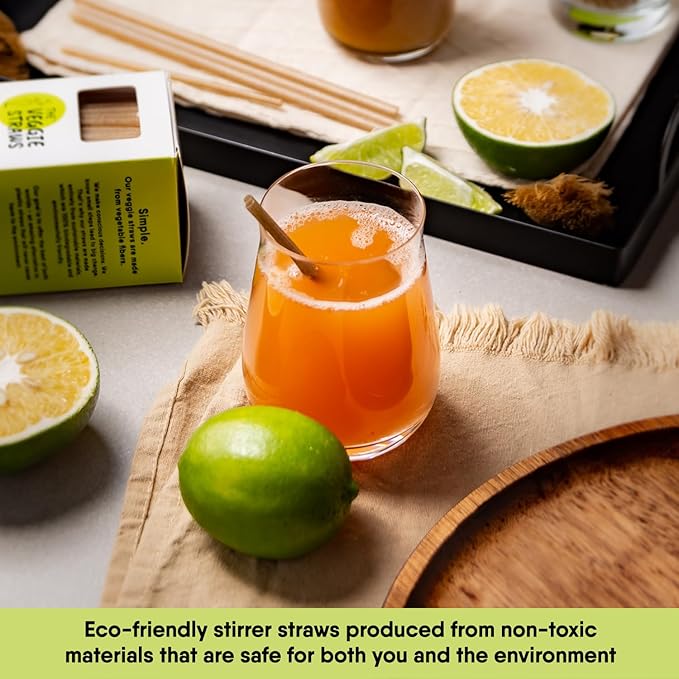 The Veggie Straws – 450 PCS of 4.75 Inches Unwrapped Biodegradable Drink Stirrers – Made of Vegetable Fibers, Best Cocktail Stirrers for Drinks of All Kinds