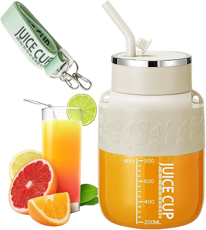 800 - Portable Blender for Shakes And Smoothies with 28oz Cup, Lid, Straw and Shoulder Strap, Type-C USB Rechargeable, Personal Size Blenders Bpa-Free for Gym/Travel/Kitchen (1pc White)