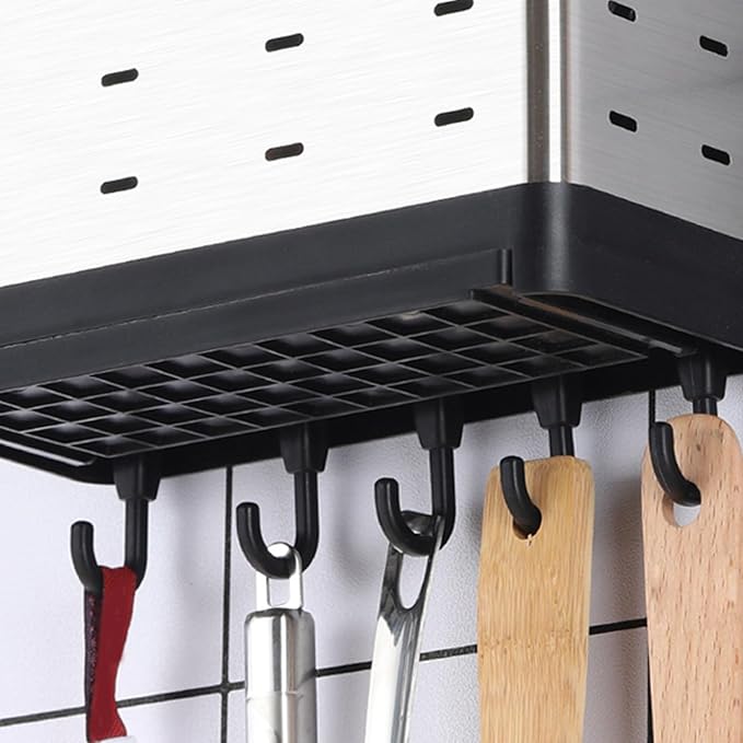Wall Mount Utensil Holder, Stainless Steel Hanging Utensil Drying Rack Silverware Cutlery Organizer for Spoons, Forks, Chopsticks