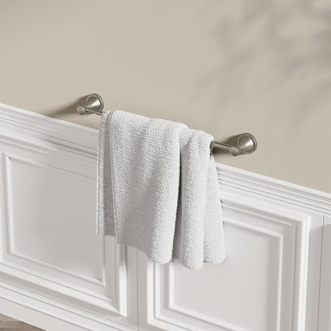 BESy Adjustable 16 to 26 Inch Bath Towel Bar Rack for Bathroom Towel Holder, Wall Mounted Towel Bar Rod Hanger Bathroom Hardware Accessories Hotel Style, Stainless Steel, Brushed Nickel
