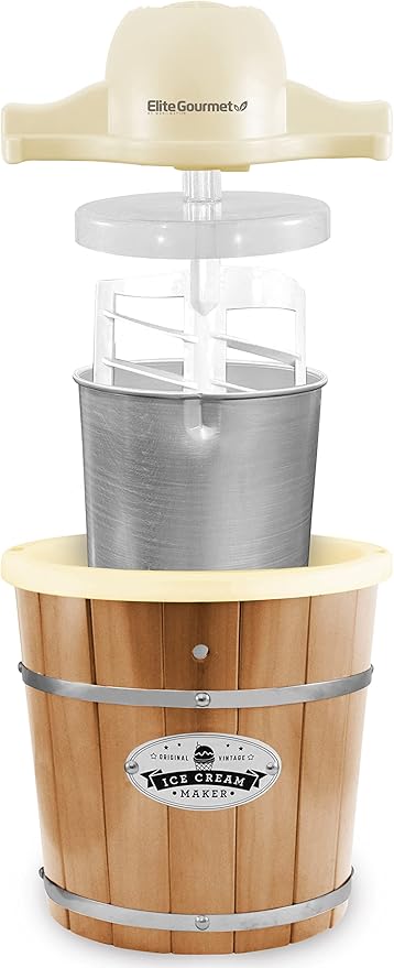 Elite Gourmet EIM924LX 4 quart Old Fashioned Electric Ice Cream Maker, Pine Bucket