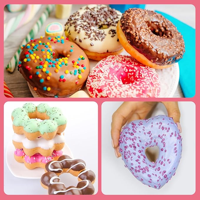 Silicone Donut Pan, Donut Molds for Baking, Donut Maker for 6 Doughnuts, Non-stick Doughnut Pan Muffin Cupcake Bagel Making Tray (Green, Pink, Blue)