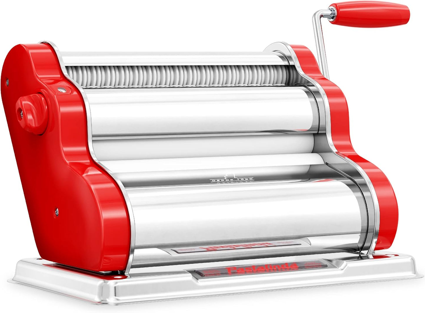 PASTALINDA Classic 260 Pasta Maker Machine, 26 cm Wide Rollers, 9 Thickness Positions, 2 Cutting Positions, Stainless Steel. Includes Reinforced Hand Crank And Two Clamps