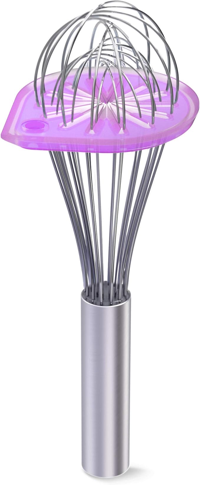 Whisk Wiper - Wipe a Whisk Easily - Multipurpose Kitchen Tool, Made In USA - Includes 11" Stainless-Steel Whisk - Cool Baking Gadget, A Great Gift For Men and Women (Color: Violet)