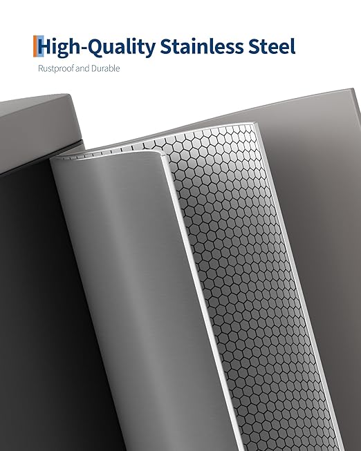 GarveeHome 2.6 Gallon Bathroom Trash Can, Space-Saving Slim Stainless Steel Step-On Garbage Bin with Soft Close Lid, Removable Inner Bucket for Bathroom & Bedroom,Grey