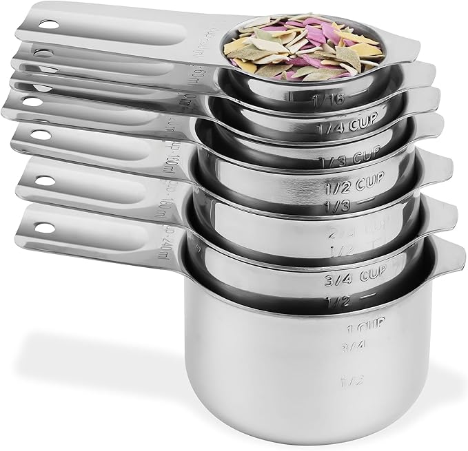 Measuring Cups and Spoons Set 17, Metric & US 18/8 Stainless Steel Measuring Cups and Spoons Set for Baking & Kitchen, Dry & Liquid Metal Measure Cup and Long Handle Spoons for Spice Jar
