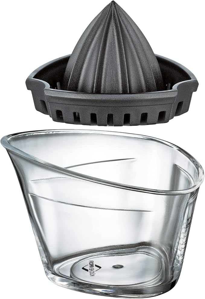 Küchenprofi 1367001000 Plastic Lemon Squeezer with Measuring Scale up to 70 ml and Pourer, Manual Juicer/Citrus Juicer/Lime Juicer for Lemons and Citrus Fruits, Black