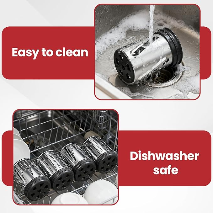Stainless Steel Slicer Shredder Attachment for KitchenAid Stand Mixers, Large Vegetable Slicer Cheese Grater Attachment for Kitchenaid, Salad Maker Grinding Powder with 4 Blades