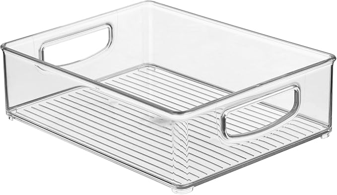 iDesign Stackable Pantry Bin for Kitchen Cabinets, Fridge, or Freezer Storage, Clear, Made in USA