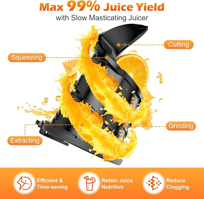 Juicer Machines with 5.8" Extra Large Feed Chute, Cold Press Juicer Fit Whole Vegetables and Fruits, 400W Professional Masticating Juicer Easy to Clean for Batch Juicing (Silver)